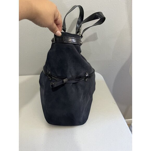 Gianni Bini Large Tote Bag Blue Suede style bucket - Picture 6 of 16